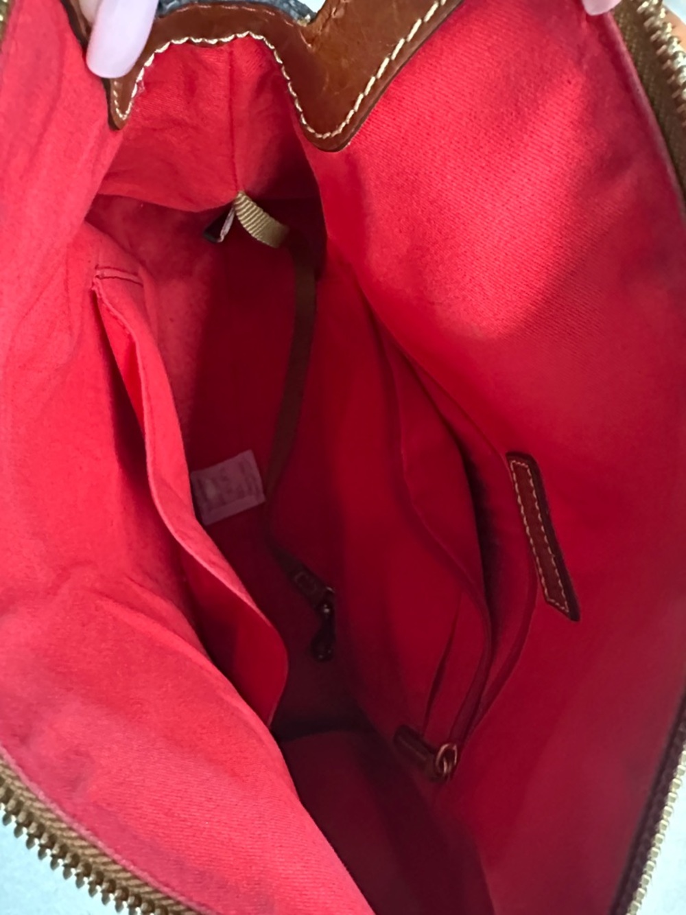 Dooney & Bourke Pink Pebble Leather Satchel with Brown Trim - Picture 7 of 9
